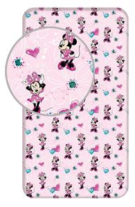 Lenzuolo con angoli per bambini rosa in cotone 90x200 cm Minnie "Flowers" – Jerry Fabrics