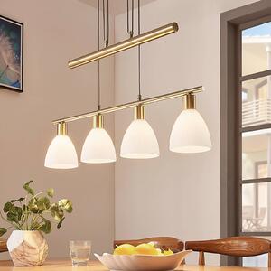 Lampada a sospensione Lindby Simeon, ottone, vetro, 73 cm, E14
