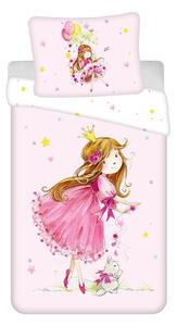 Set copripiumino e federa da bambini rosa in cotone per letto singolo 140x200 cm Fairy – Jerry Fabrics