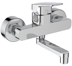 Miscelatore monocomando da parete per lavabo, attacco 148 mm, rubinetto per bagno a risparmio idrico, portata 12 l/min (a 3 bar)