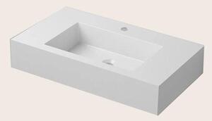 Lavabo 80x46 sospeso in resina bianco lucido