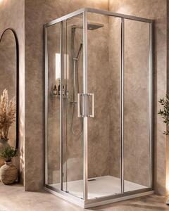 Box doccia 90x90 Marsiglia due scorrevoli reversibile trasparente H 195 cromo