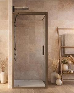 Box doccia 80x70 a battente Marsiglia reversibile trasparente H 195 cromo