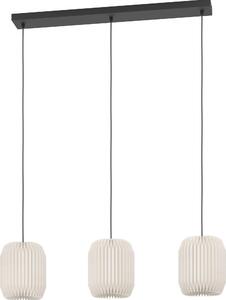 Lampada a sospensione EGLO Belgrave, lampada a sospensione sopra il tavolo da pranzo, lampada da sala da pranzo a 3 luci in stile giapponese, metallo e carta bianca, certificata E27, 88 cm