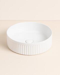 Lavabo 37 cm tondo Roma cannettato da appoggio bianco lucido