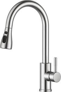 Miscelatore da cucina con doccetta estraibile, girevole a 360°, altezza regolabile, 2 tipi di getto