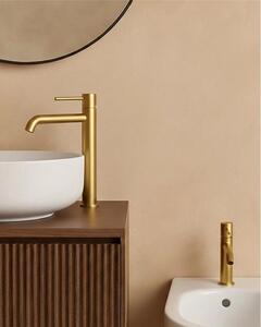 Coppia rubinetti lavabo alto e bidet senza scarico oro spazzolato Memo