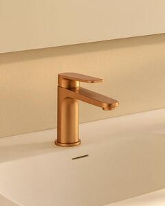 Miscelatore lavabo senza scarico in ottone oro rosa spazzolato Momo