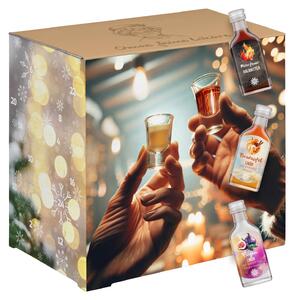 Calendario dell'Avvento con liquori e grappe pregiati Corasol Omas con 24 specialità in eleganti bottiglie da 2 cl (480 ml)