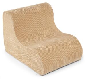 Divano da terra KOMFOTTEU, poltrona da lettura in pile corallo e schiuma ad alta densità, poltrona da pavimento con rivestimento removibile e lavabile, divano-pouf ergonomico per soggiorno e camera da letto, color beige