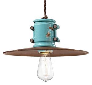 Ferroluce Lampada a sospensione vintage Nicolo, turchese