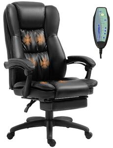 Sedia da ufficio con altezza regolabile e 6 punti massaggianti, rivestita in ecopelle, dimensioni 68,5x68,5x113-121 cm, colore nero