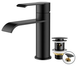 Rubinetto per lavabo nero con kit di scarico, miscelatore monocomando per lavabo – Rubinetti da bagno di alta qualità, rubinetto da bagno moderno, a basso consumo energetico e risparmio idrico
