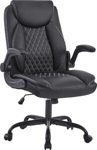 Sedia girevole da ufficio moderna, nera, imbottita, con rotelle e schienale, per una persona, versatile per l'ufficio, lo studio o l'home office