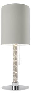 Lampada da tavolo Sompex "Single" rotonda con colonna luminosa a LED, tessuto color grigio chiaro – moderna ed elegante