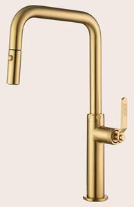 Rubinetto da cucina estraibile Selena oro spazzolato