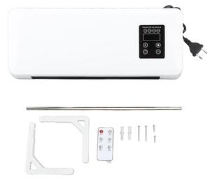 Riscaldatore elettrico da parete 1500 W, montaggio a parete, per ambienti, riscaldamento e raffreddamento rapidi, con telecomando, ripiano per asciugare gli asciugamani, per camera da letto e bagno, spina UE 220 V