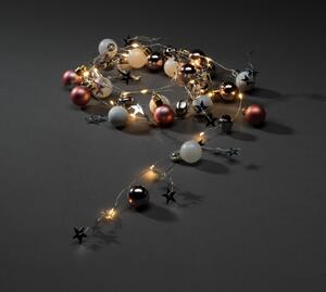 Konstsmide Catena luminosa decorativa a LED, perline, colorata, timer 6h, 20 diodi bianco caldo, a batteria, per interni, cavo trasparente, batteria: 3 x AA 1,5V (escl.) - 3291-503