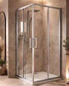 Box doccia 70x70 Marsiglia 2 ante scorrevoli reversibile trasparente H 195 cromo