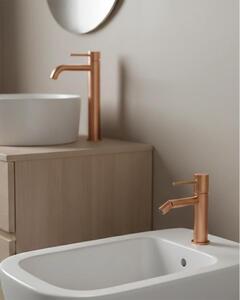Coppia rubinetti lavabo alto e bidet senza scarico oro rosa spazzolato Memo