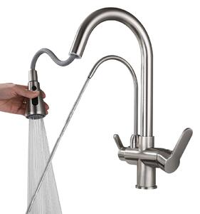 Rubinetto da cucina con erogatore estraibile - Rubinetto per acqua potabile a 3 vie - Rotazione a 360°