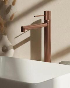 Miscelatore alto lavabo senza scarico in ottone oro rosa spazzolato Melin
