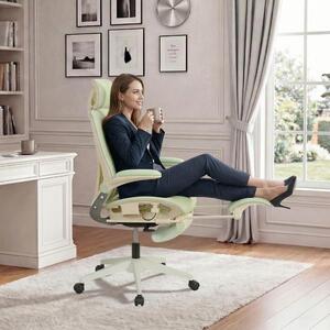 Sedia da ufficio pieghevole MODFU, sedia girevole con poggiatesta 3D, sedia a rete regolabile in altezza, poltrona relax con supporto lombare e funzione reclinabile, colore verde
