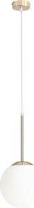 Lampada a sospensione in metallo vetro 20 cm di larghezza H: max. 200 cm in oro bianco E27 paralume a sfera lampada a sospensione moderna