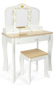Toeletta per Bambine 3+ Anni Vanity 70x37x102 cm con Luci in Legno Bianco