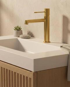 Rubinetto lavabo senza scarico in ottone oro spazzolato Melin