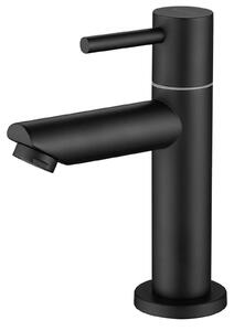Rubinetto per acqua fredda, colore nero, con perlator di ricambio, altezza 93,4 mm, adatto per bagno e toilette per ospiti