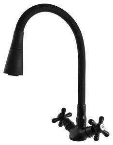 Miscelatore per lavabo a colonna RAV Slezák con braccio flessibile e doccetta MK120.0/13CMAT Morava Retro, finitura opaca