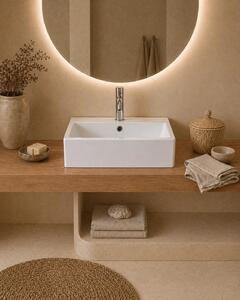 Lavabo 53x41 rettangolare in Vetroceramica bianco lucido