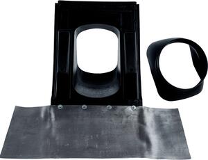 Tetto universale Wolf a falde 25-45° nero, con flex. Grembiule di piombo sottostante