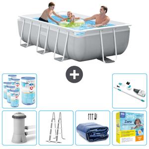 Piscina Intex rettangolare con struttura a prisma - 300 x 175 x 80 cm - grigio - inclusa pompa - scaletta tenda da sole - pacchetto manutenzione - filtro - aspirapolvere