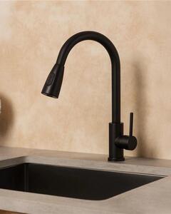 Miscelatore lavello doccetta 2 jet estraibile nero opaco Kitchen