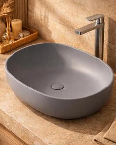 Lavabo a ciotola 60x41 cm grigio opaco in Vetroceramica
