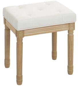 HOMCOM Poggiapiedi da Salotto Stile Rustico, Rivestito in Tessuto Effetto Lino con Gambe Intagliate in Legno Massiccio, Seduta Imbottita, Beige | Aosom Italy