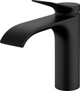 Rubinetto per lavabo - Miscelatore per bagno - Uso quotidiano - Getto d'acqua particolarmente ampio - Bocca di erogazione di 110 cm - Finitura nera opaca