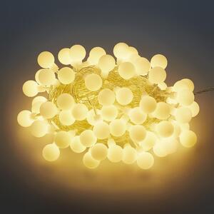 Catena luminosa LED sfere 50 LED bianco caldo a batteria per feste all'aperto, giardino, esterni