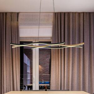 Globo Lampada LED a sospensione Geronimo, lunghezza 108 cm, nero/effetto legno Geronimo, Nero, Soggiorno / Sala da pranzo, Alluminio, Moderno