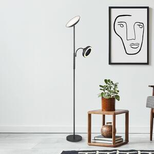Globo Lampada da terra con luce lettura Davyd, dimmerabile, Nero, Soggiorno / Sala da pranzo, Metallo, Moderno, Lampada LED da terra