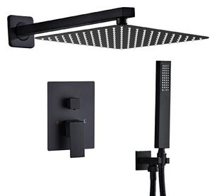 Set doccia da incasso, colore nero opaco - acciaio inossidabile, miscelatore con corpo in ottone