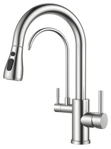 Rubinetto da cucina, miscelatore a tre vie, rubinetto girevole a 360° per cucina