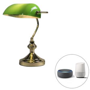 Lampada da tavolo intelligente in ottone con vetro verde incluso Wifi P45 - Banker