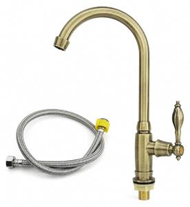 Rubinetto da cucina per acqua fredda, girevole a 360°, color oro