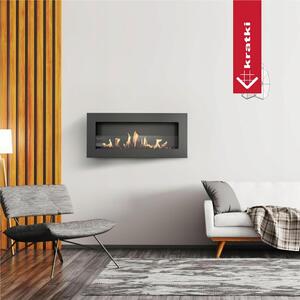 Camino 900x400 DELTA nero piatto lungo vetro bruciatore REGALI Dimensioni 90x10x h40 cm Superficie riscaldata fino a 30mt2