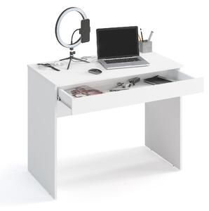 Scrivania KOMTO con 1 cassetto - 100 x 53 x 76 cm Scrivania da ufficio Scrivania per computer Scrivania piccola Scrivania da lavoro Scrivania per PC Scrivania per bambini con spazio contenitivo Bianco