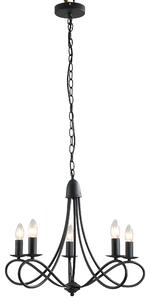 HOMCOM Lampadario con 5 candelieri pieghevole altezza regolabile vintage in acciaio nero Diametro 58 x 45cm