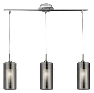 Duo ii 3lt bar pendant - argento satinato e vetro fumé